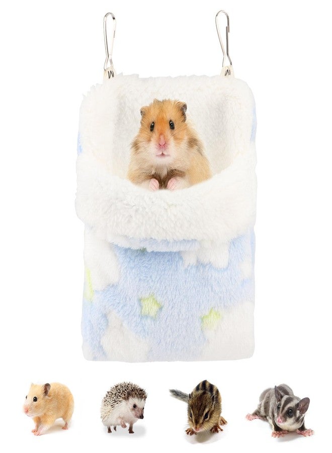 Reshiho Sugar Glider Sleeping Pouch Bag, Warm Hamster Hammock Pouch Sack Small Pet Hanging Bed for Hamster Rat Hedgehog Squirrel and Other Small Animal (Blue) - Image 1
